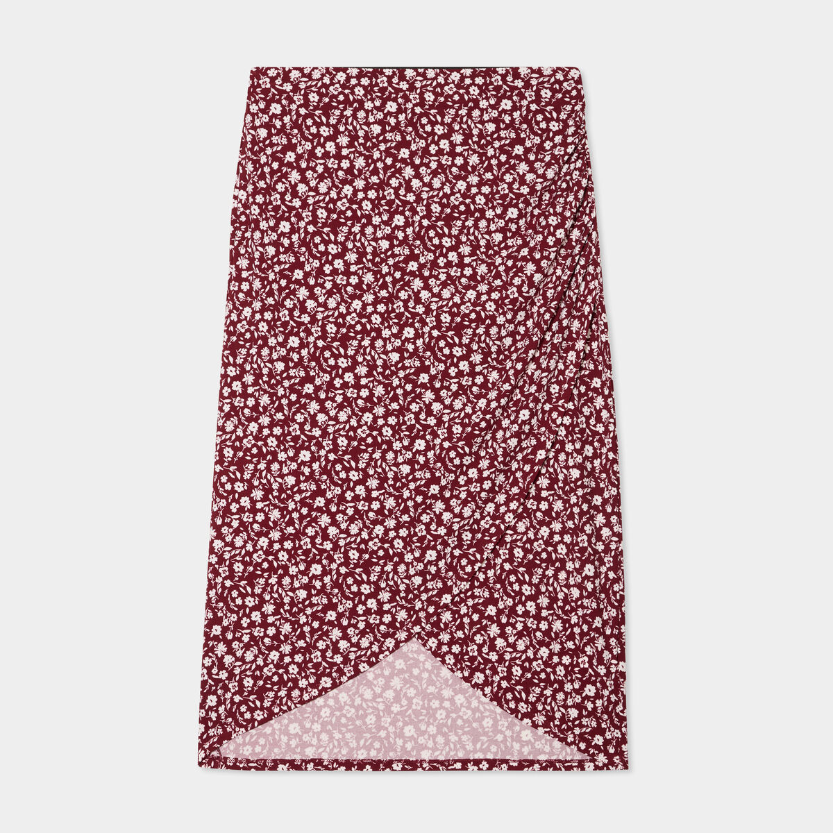 Jupe midi portefeuille bordeaux femme