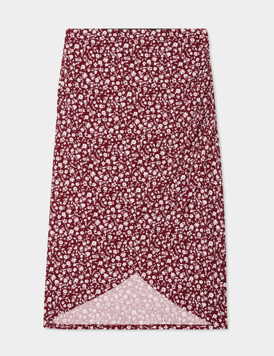 Jupe midi portefeuille bordeaux femme