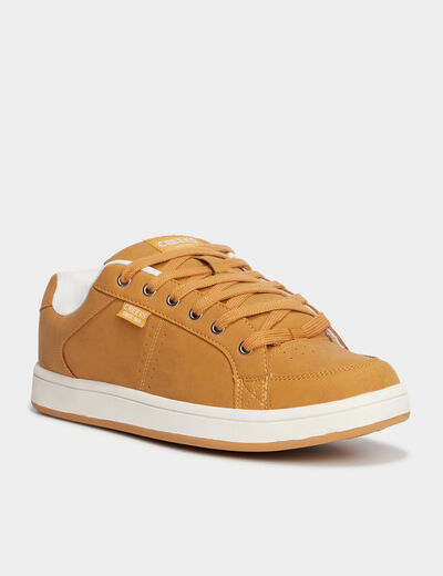 Tennis à lacets bout rond jaune foncé homme