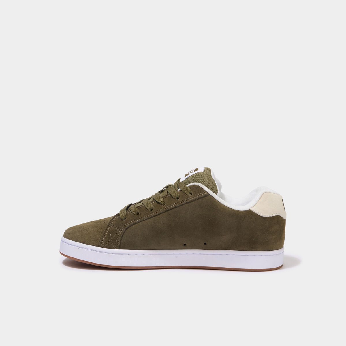 Tennis basses en cuir &agrave; lacets vert kaki homme
