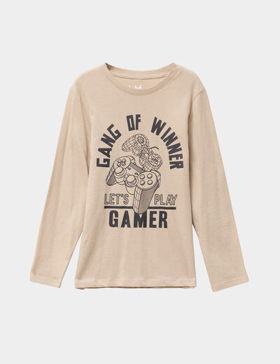T-shirt manches longues coton gris foncé garçon