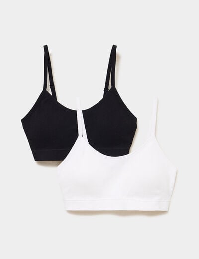 Lot 2 brassi&egrave;res padd&eacute;es sans couture noir femme
