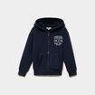Gilet zipp&eacute; polaire doubl&eacute; &agrave; capuche bleu marine gar&ccedil;on