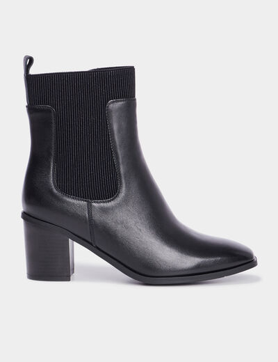 Bottines à talons carrés bout pointu noir femme