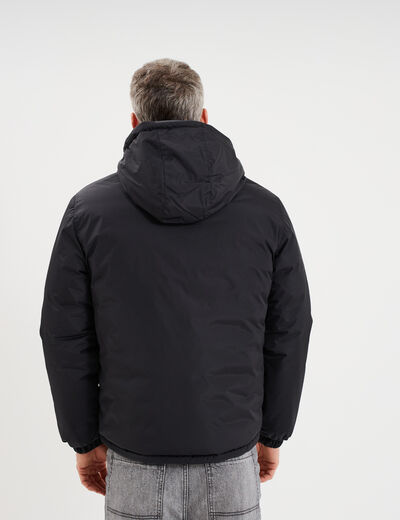 Doudoune zipp&eacute;e r&eacute;versible &agrave; capuche noir homme