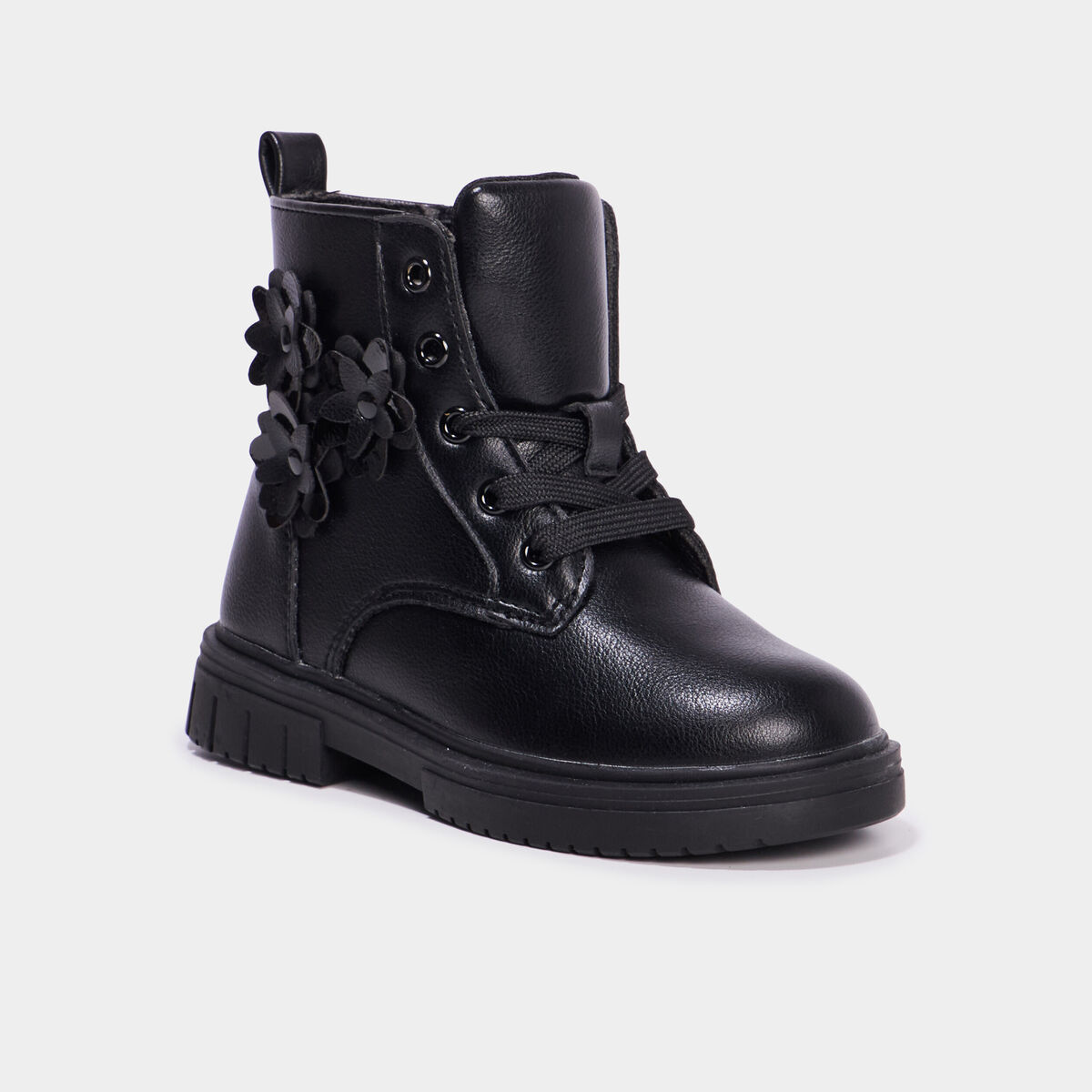 Boots &agrave; lacets noir fille