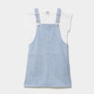 Ensemble robe salopette et t-shirt coton bleu fille