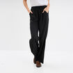 Pantalon large lin mélangé noir femme