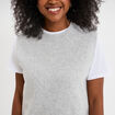 Pull sans manches col rond gris clair femme