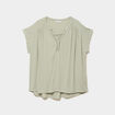 Blouse col en V manches courtes vert kaki femme grande taille