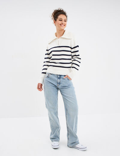 Jeans large taille basse coton Creeks denim triple stone femme