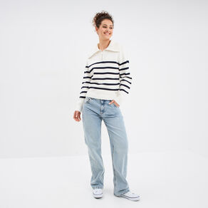 jeans large taille basse coton creeks denim triple stone femme Jeans large taille basse coton Creeks denim triple stone femme