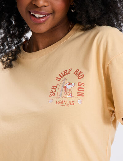 T-shirt droit manches courtes Snoopy jaune femme