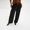 Pantalon large fluide détail boucle noir femme