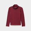 T-shirt col roul&eacute; manches longues coton bordeaux fille