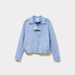 Veste courte esprit biker effet su&eacute;dine bleu gris femme