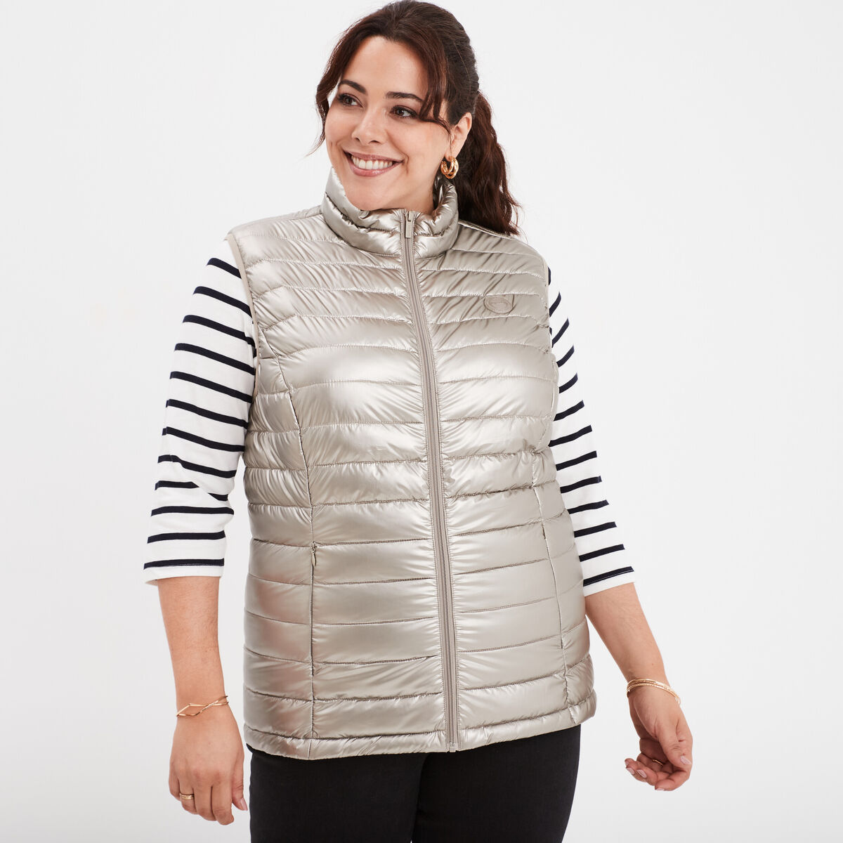 Doudoune déperlante sans manches jaune or femme grande taille