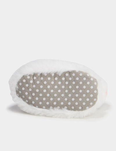Mono chausson fausse fourrure blanc b&eacute;b&eacute; fille