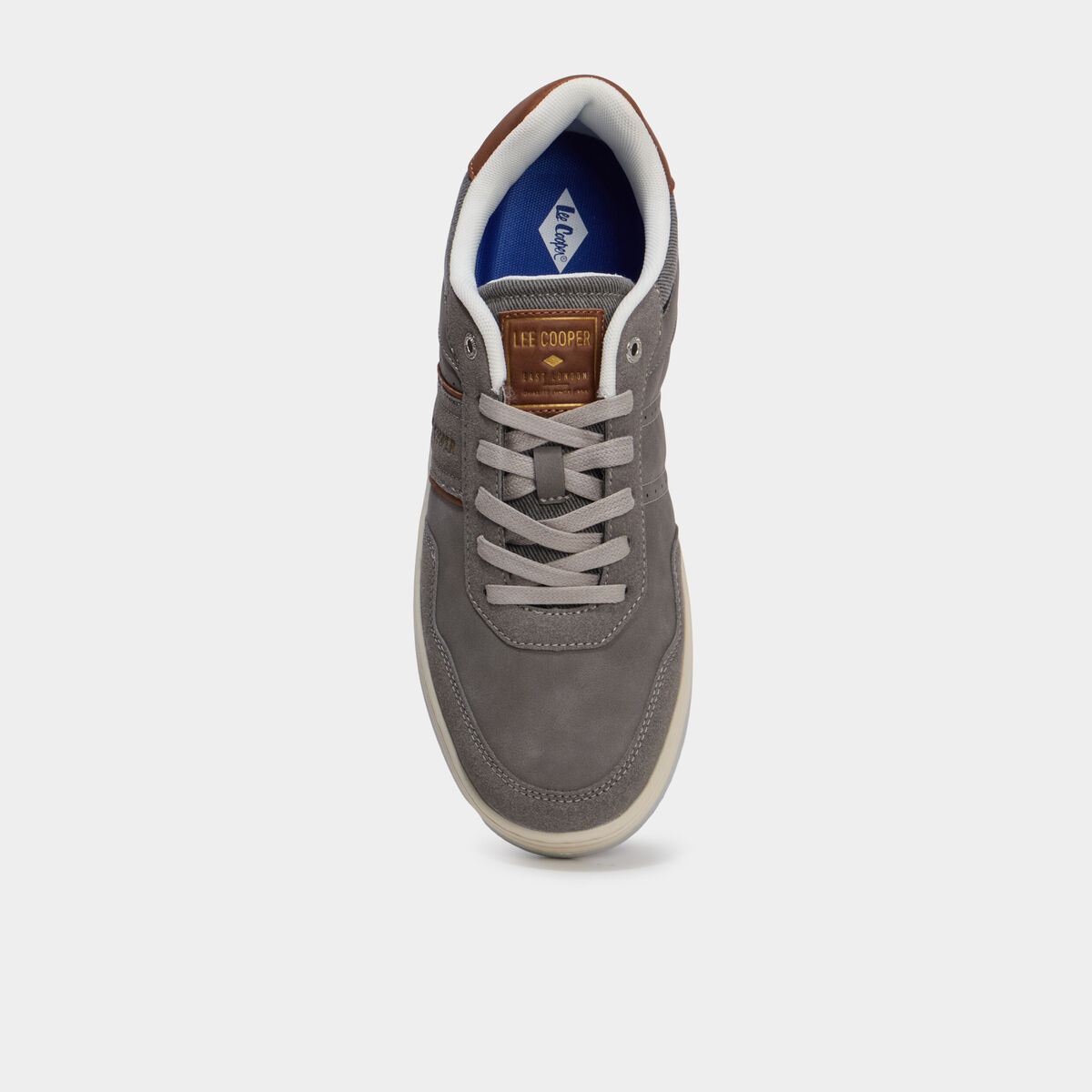 Tennis basses &agrave; lacets Lee Cooper gris homme