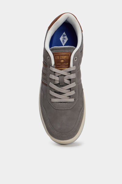 Tennis basses &agrave; lacets Lee Cooper gris homme