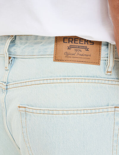 Jean relaxed 5 poches coton denim bleach homme