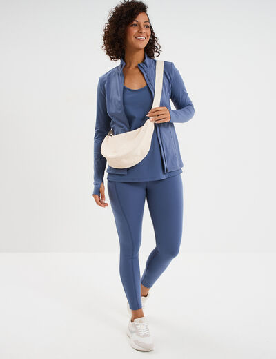 Veste de sport ajust&eacute;e avec fermeture bleu fonc&eacute; femme
