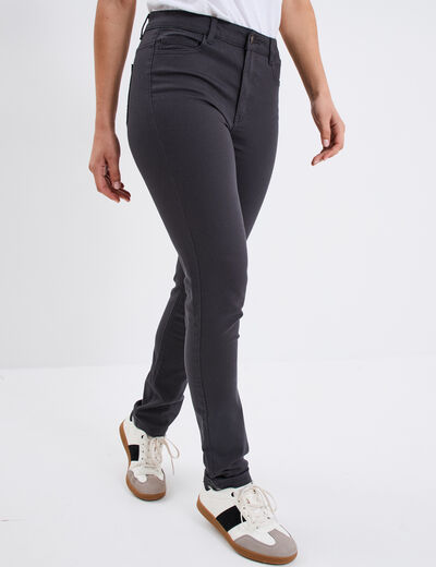 Pantalon slim en coton elasthanne gris foncé femme