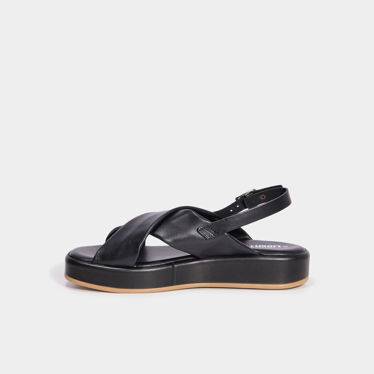 Sandales plateformes &agrave; brides crois&eacute;es noir femme
