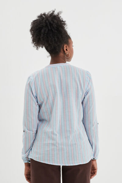Blouse manches 3/4 bleu clair femme