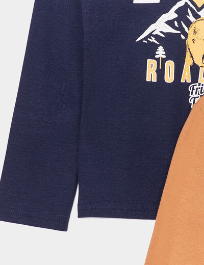 Lot 2 t-shirts col roulé bleu marine garçon