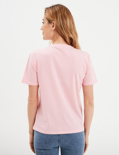 T-shirt coton manches courtes rose femme