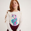 T-shirt à sequins manches longues coton ivoire fille