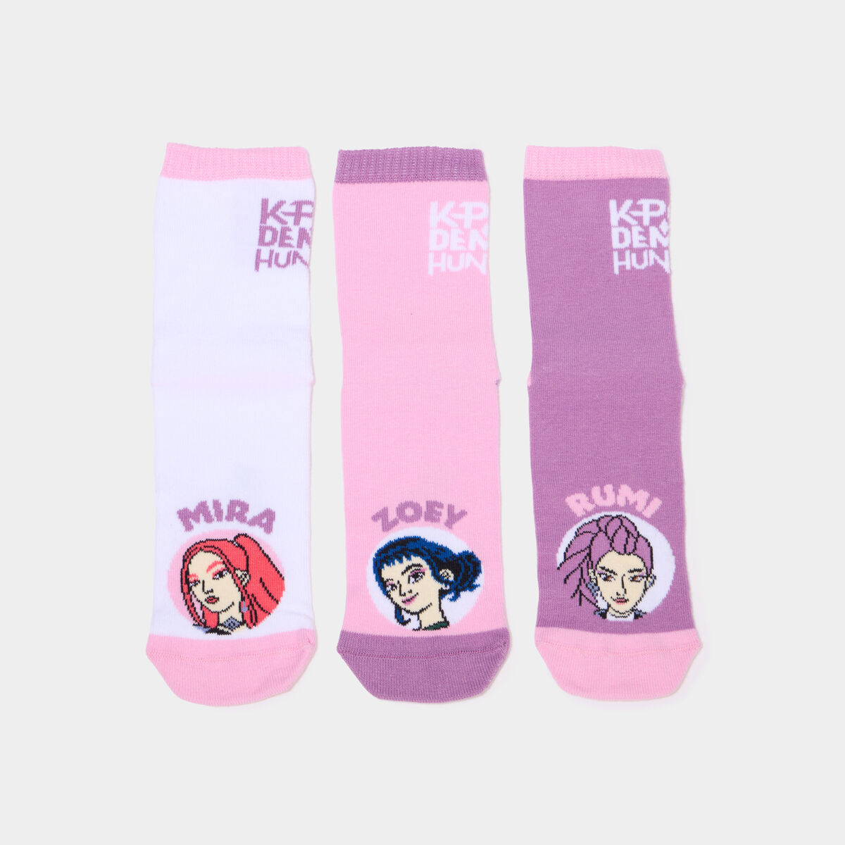 Lot 3 chaussettes Kpop Demon Hunters violet fille