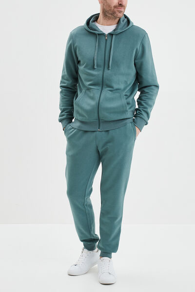 Jogging droit molleton vert foncé homme