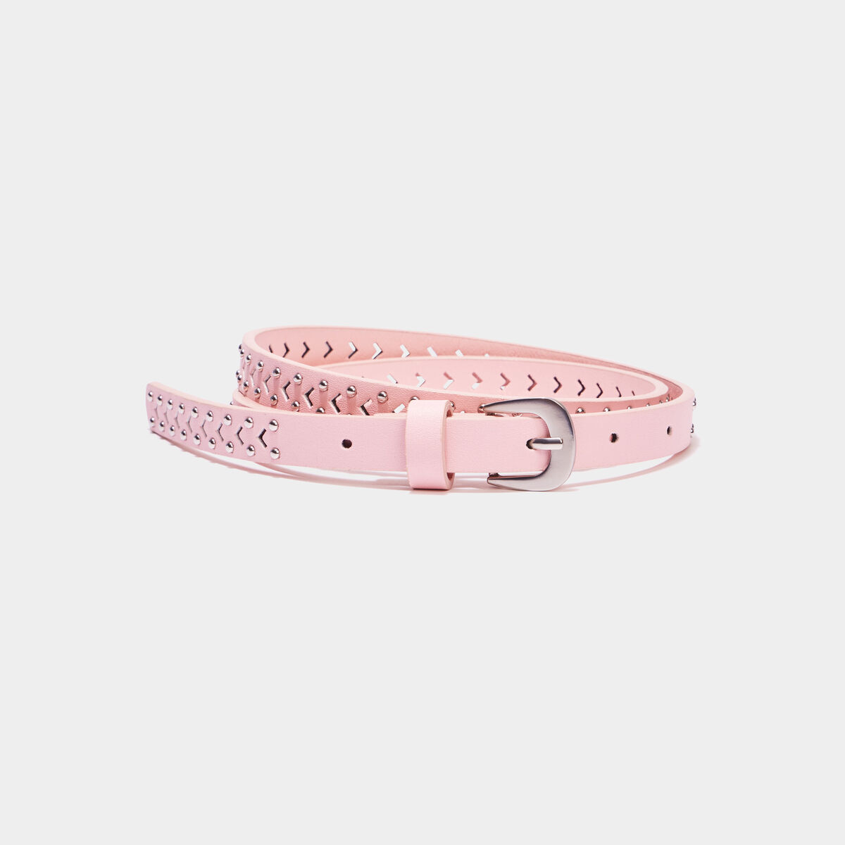Ceinture perforée à clous rose clair bébé fille
