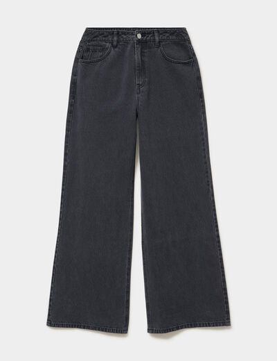Jeans extra wide leg taille haute denim noir femme