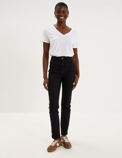 Jean skinny taille haute denim noir femme