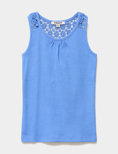 D&eacute;bardeur c&ocirc;tel&eacute; dos macram&eacute; bleu electrique fille