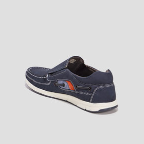 Chaussures bateau en cuir Trappeur bleu homme