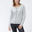 Gilet manches longues boutonné col rond gris femme