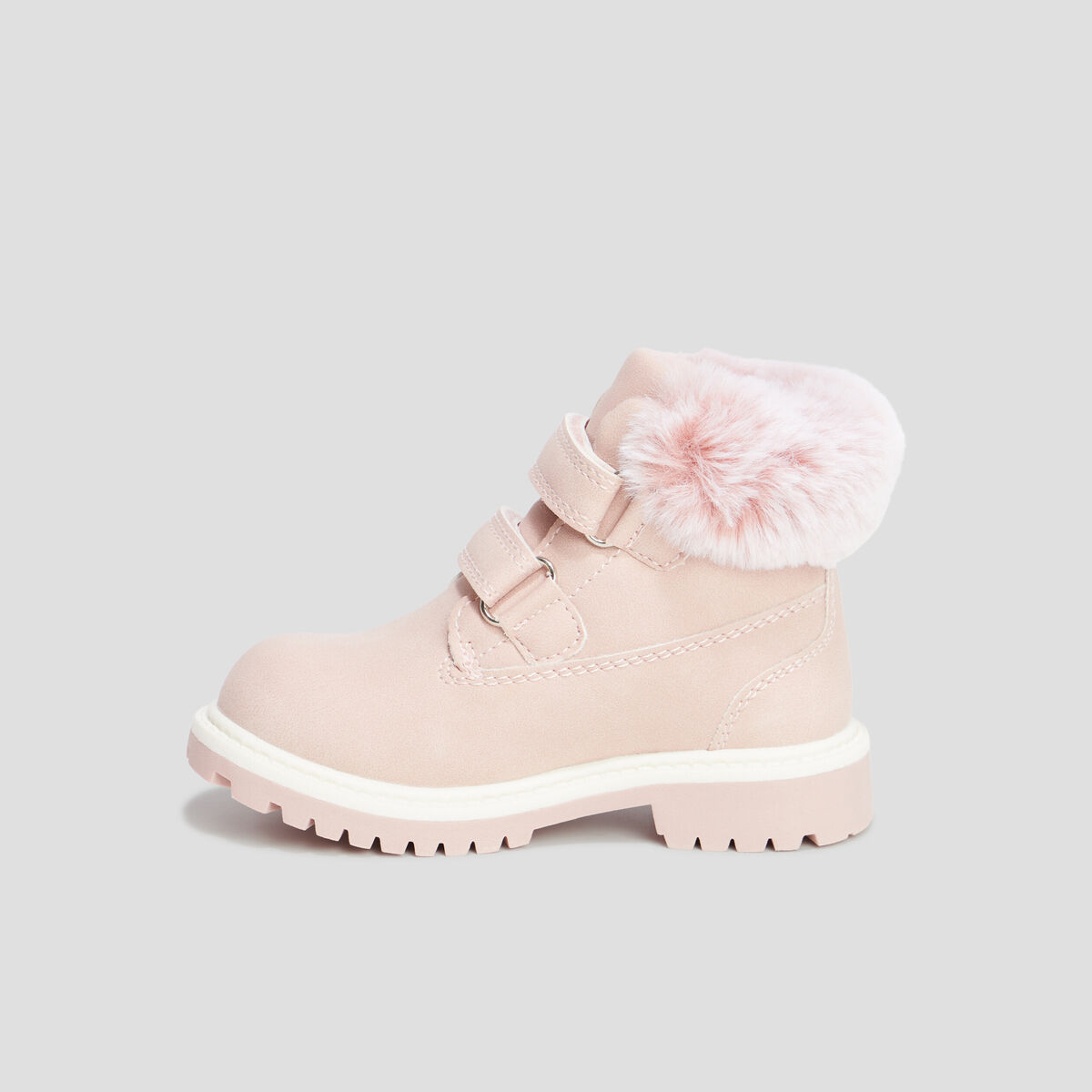 Bottines &agrave; scratchs fausse fourrure rose b&eacute;b&eacute; fille