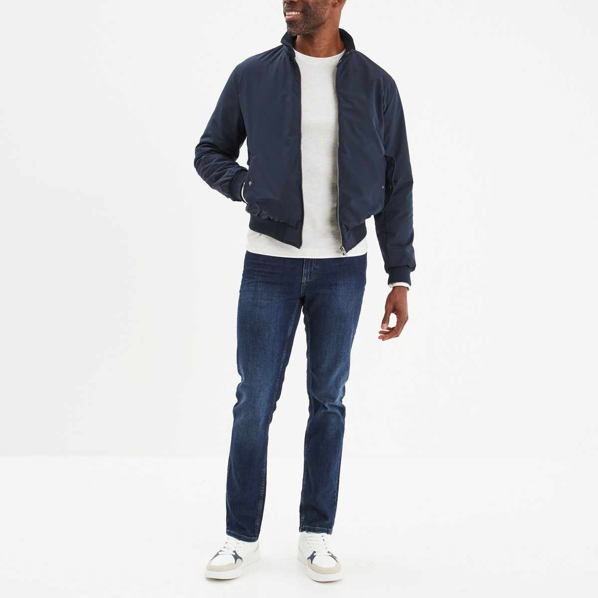 Jeans straight 5 poches denim stone homme