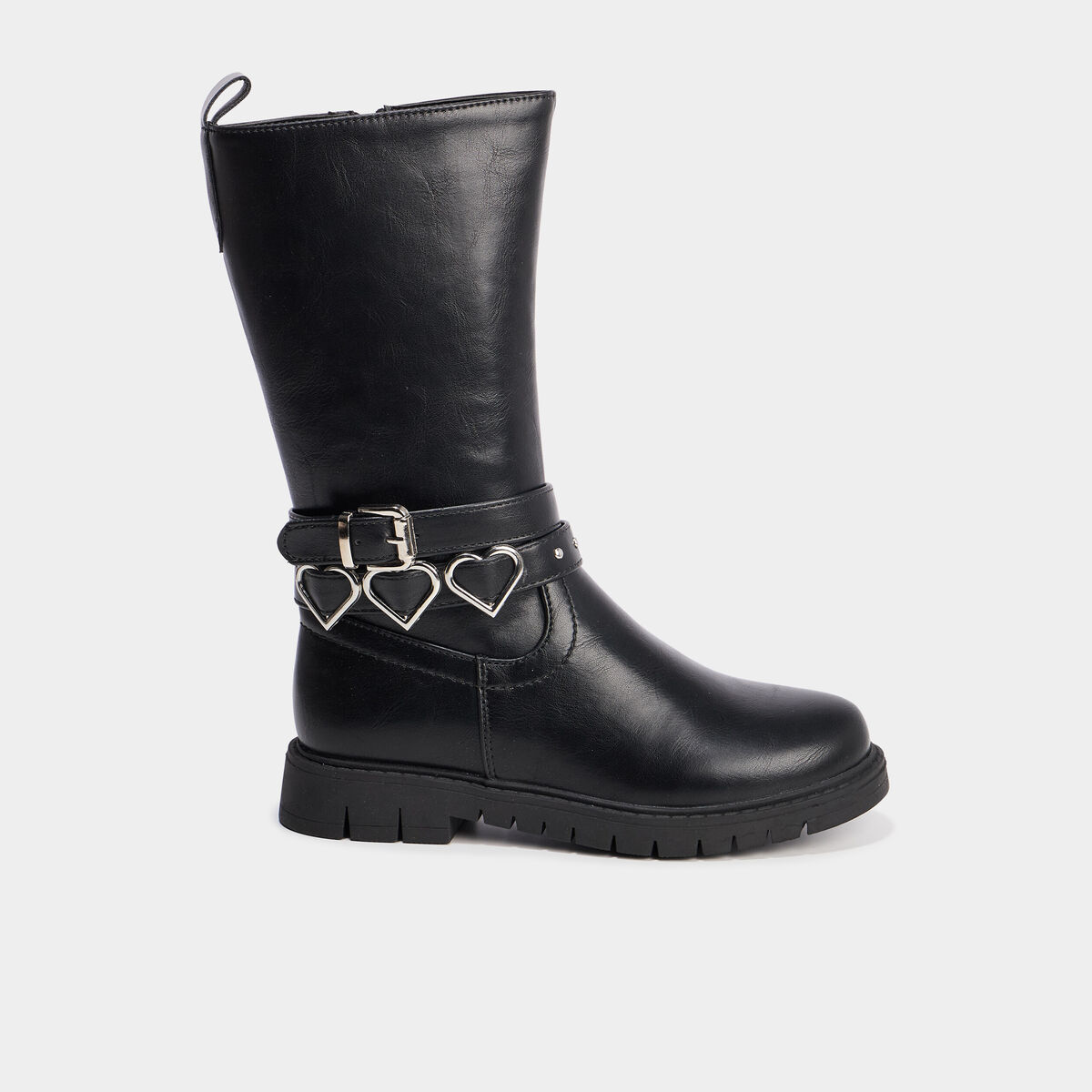 Bottes avec boucles coeurs noir fille