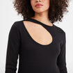 T-shirt côtelé avec ouverture Liberto noir femme