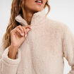 Veste effet polaire col montant gris clair femme