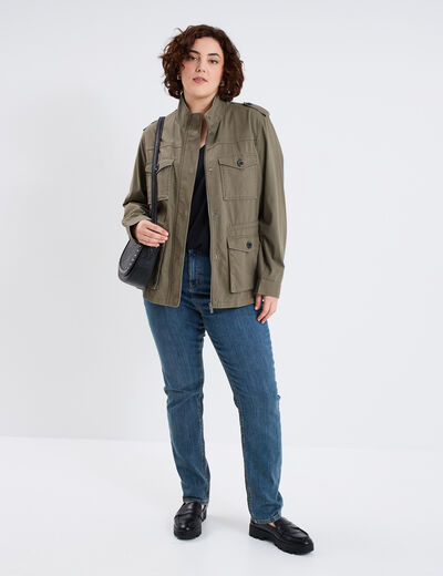 Jeans slim taille haute 5 poches denim dirty femme grande taille