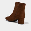 Bottines &agrave; talon bloc su&eacute;dine zip marron femme