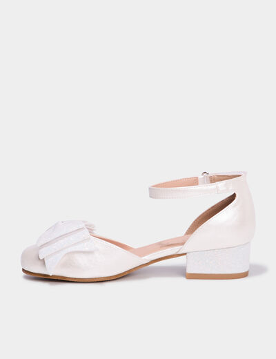 Babies &agrave; talons avec noeuds paillet&eacute;s blanc fille