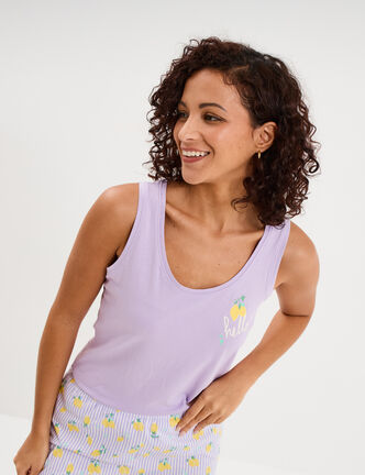 D&eacute;bardeur droit coton mauve femme
