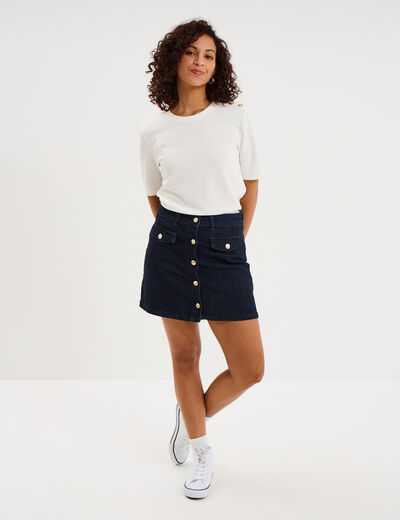 Jupe courte en jean denim brut femme